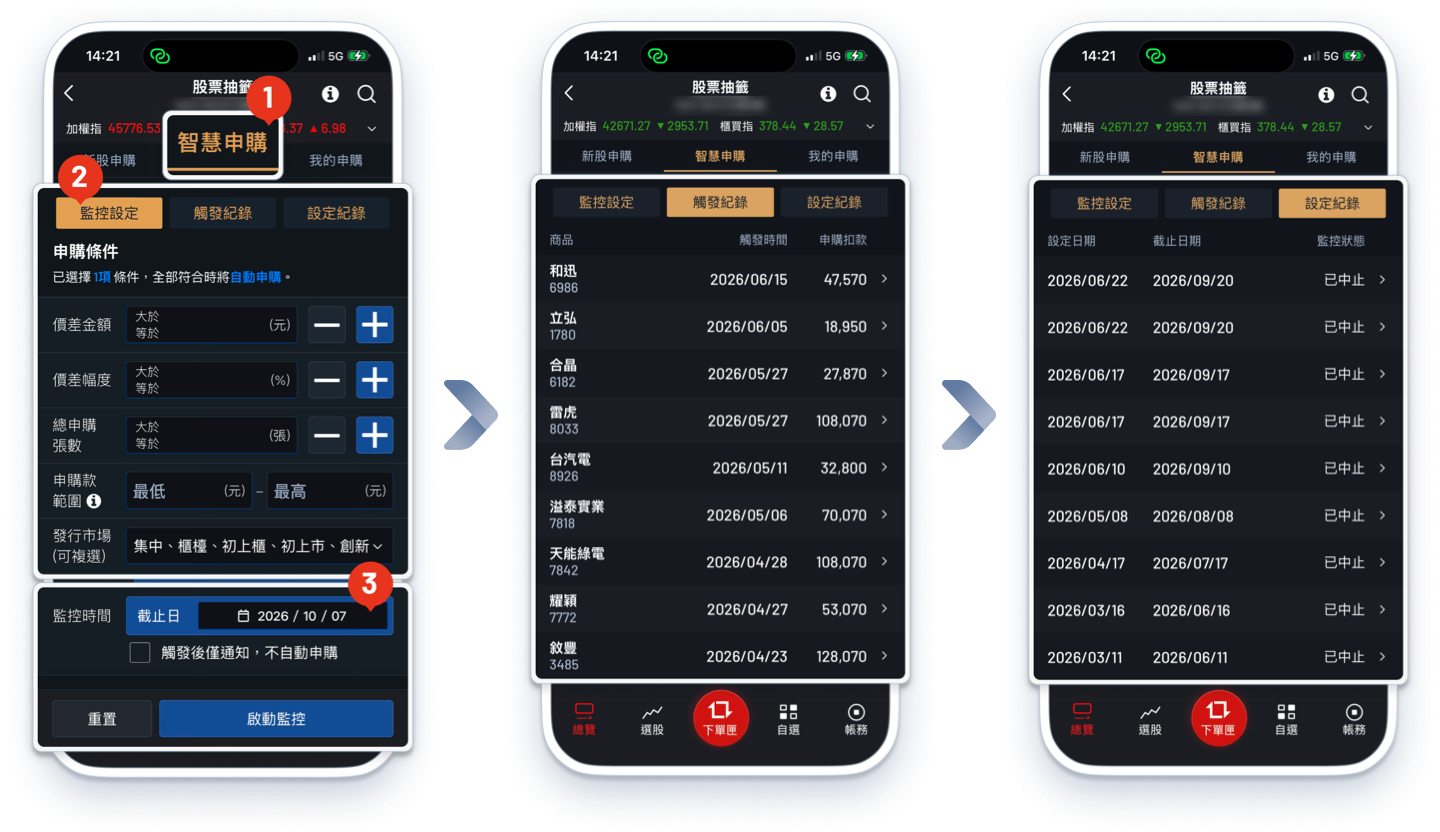 大戶投APP智慧申購設定和紀錄
